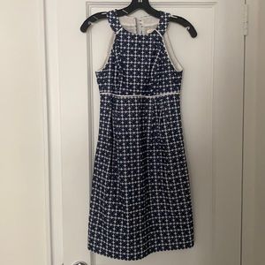Shoshanna Navy/White Floral Embroidered Dress